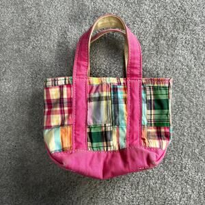 Vintage LL Bean Mini Boat and Tote Pink Patchwork Plaid Zip Top Y2k‎ 90s